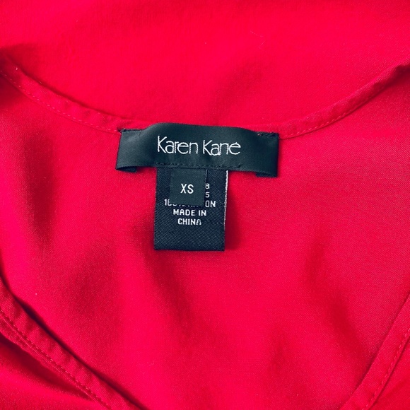 Karen Kane Red With Black Lace Rayon Blouse Sz XS - Picture 7 of 10